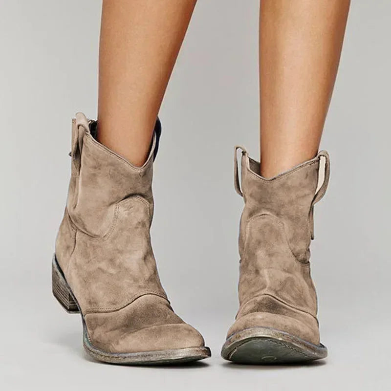 Damen Cowboy Stiefeletten Vintage Lederschaft - Norvielle