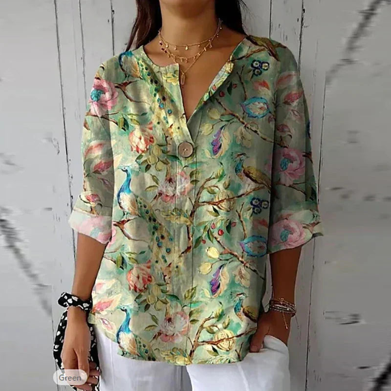 Tereza Damen Vintage Bluse Französischer Stil