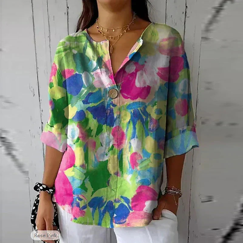 Tereza Damen Vintage Bluse Französischer Stil