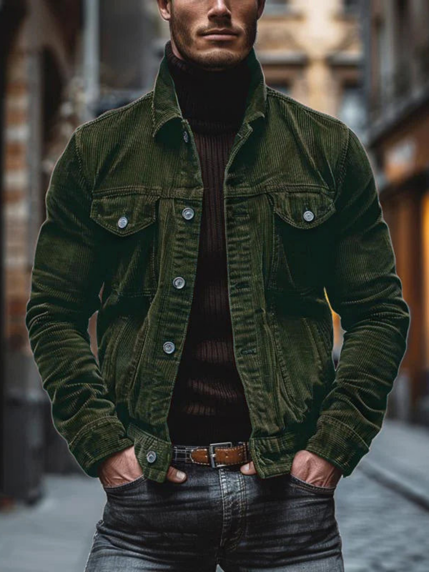 Herren Arbeitsjacke Cord Stretch Lockere Passform