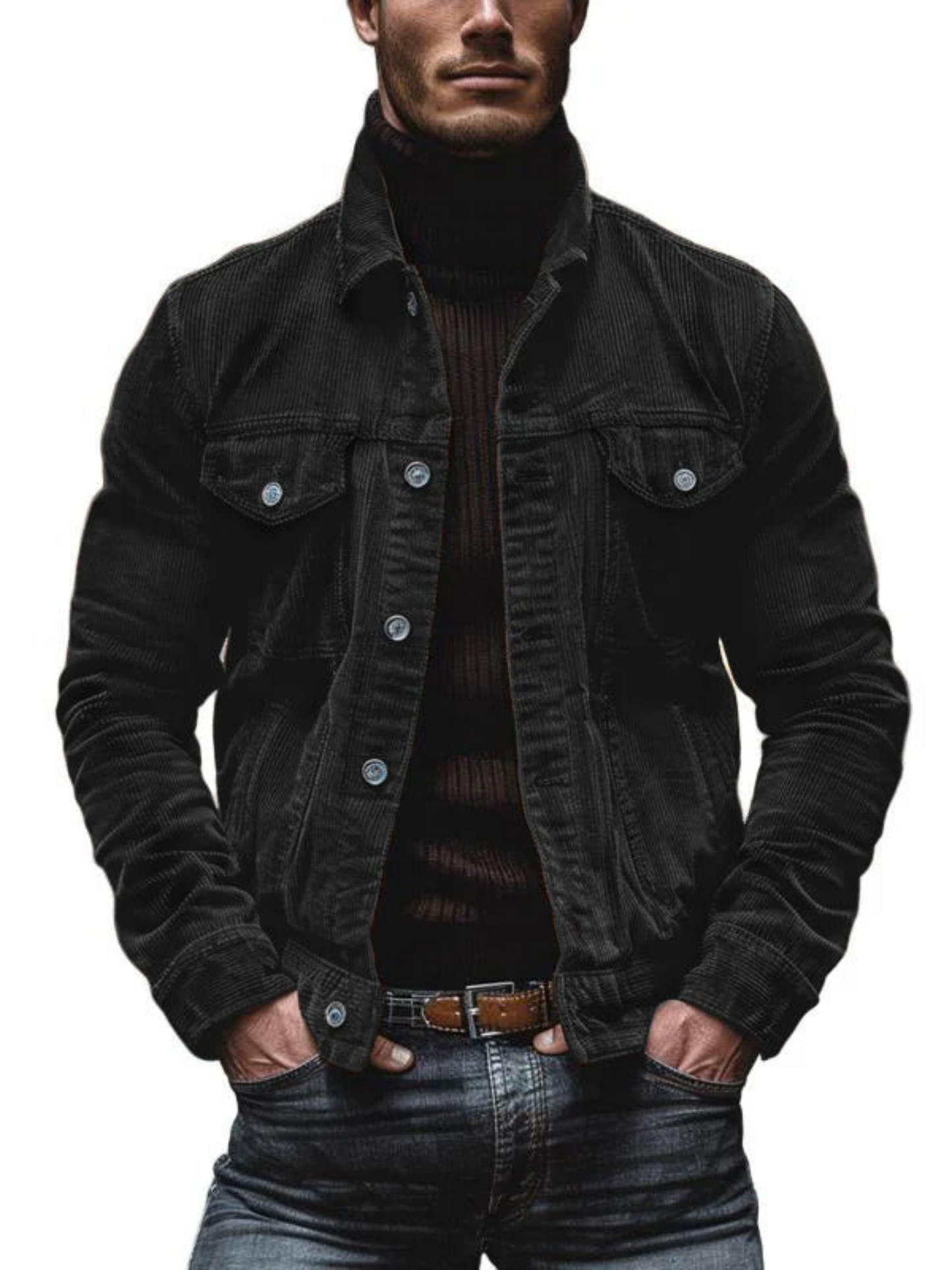 Herren Arbeitsjacke Cord Stretch Lockere Passform