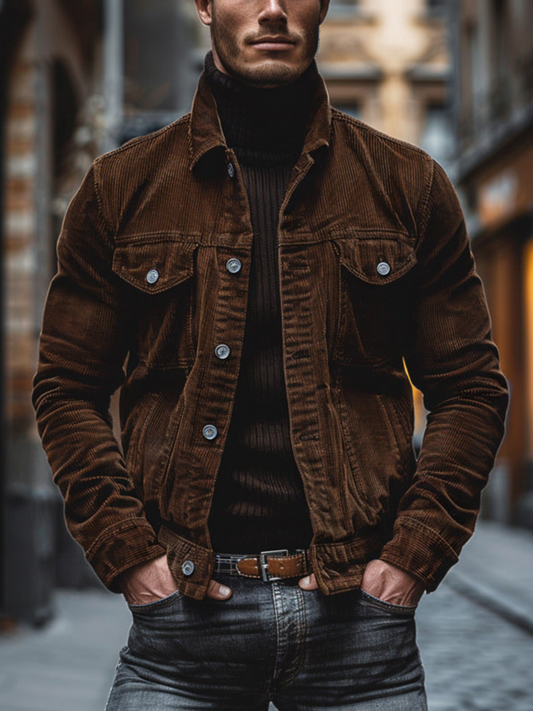 Herren Cordjacke Vintage Lässig Braun - Norvielle