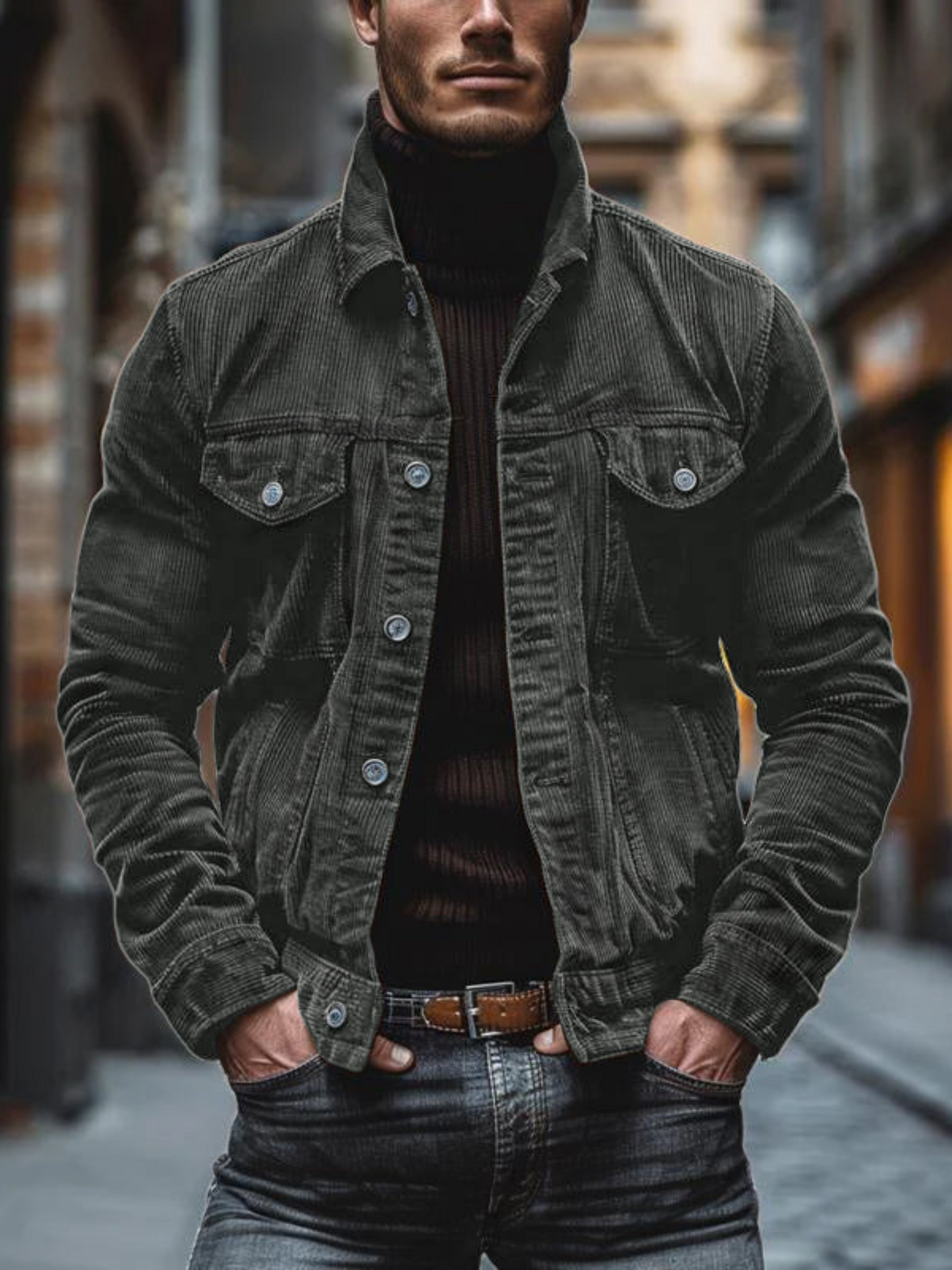Herren Arbeitsjacke Cord Stretch Lockere Passform