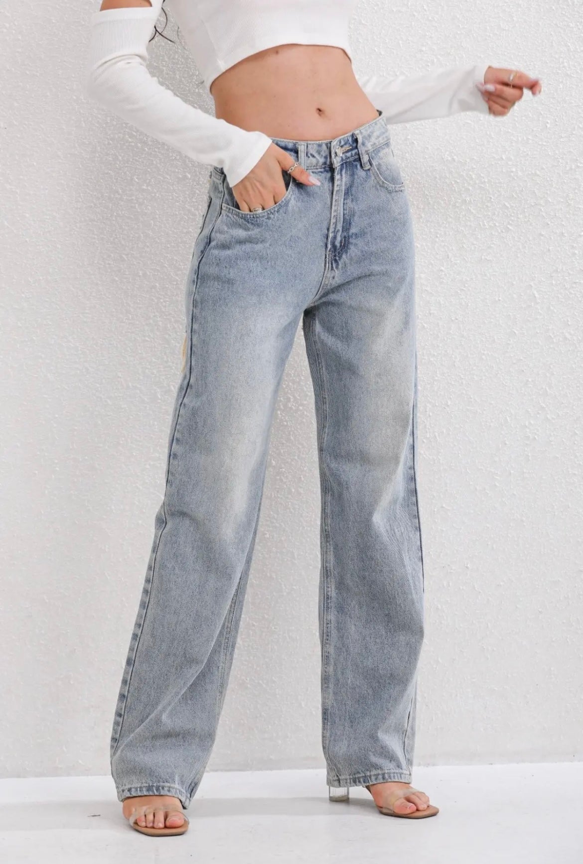 Damen Jeans Strukturierte Oberfläche