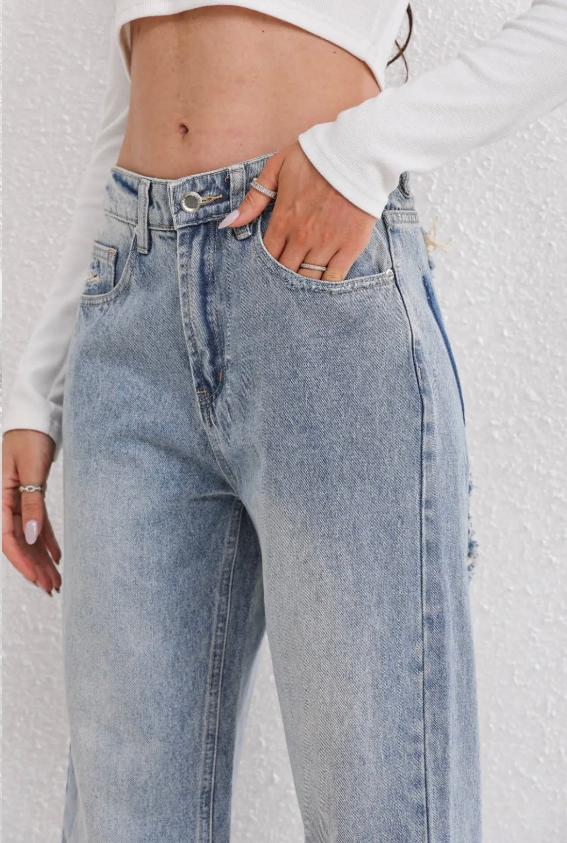 Damen Jeans Strukturierte Oberfläche