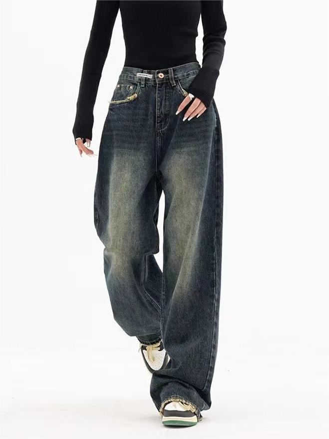 Herren Baggy Jeans Wasch-Effekt Relaxed Fit Blau - Norvielle