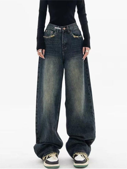 Herren Baggy Jeans Wasch-Effekt Relaxed Fit