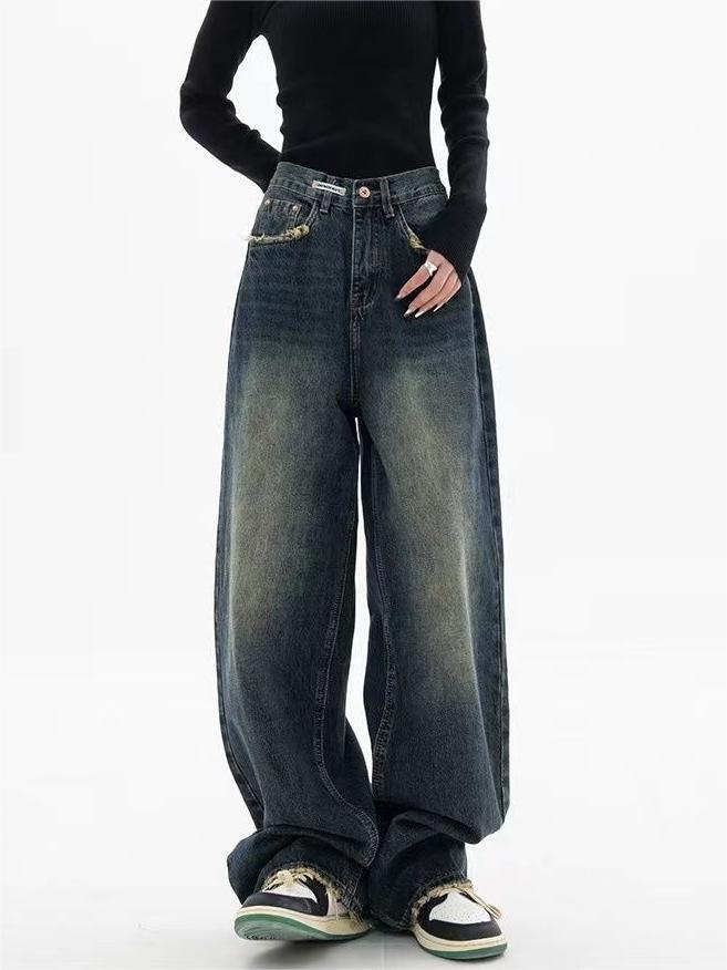 Herren Baggy Jeans Wasch-Effekt Relaxed Fit