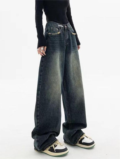 Herren Baggy Jeans Wasch-Effekt Relaxed Fit