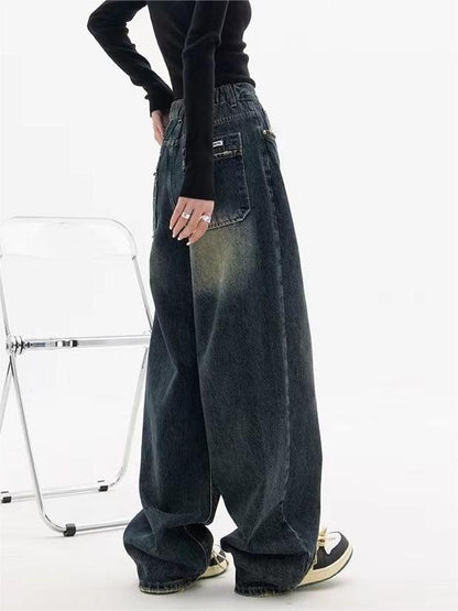 Herren Baggy Jeans Wasch-Effekt Relaxed Fit