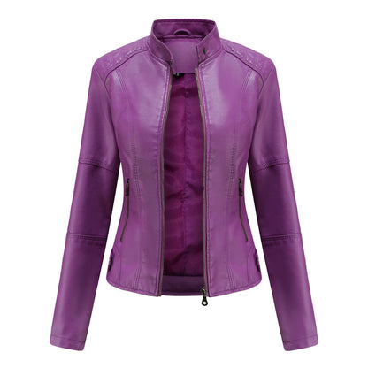 Damen Bikerjacke Kunstleder Reißverschluss