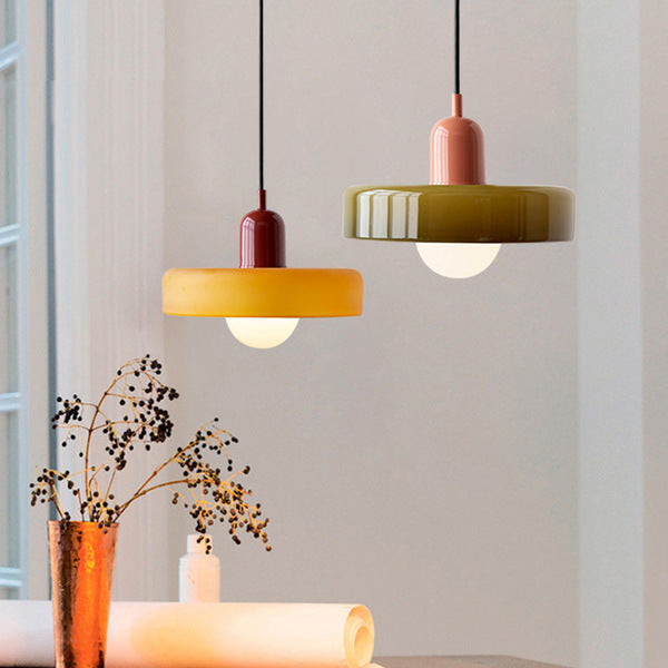 Bauhaus Pendelleuchte Farbiges Glas