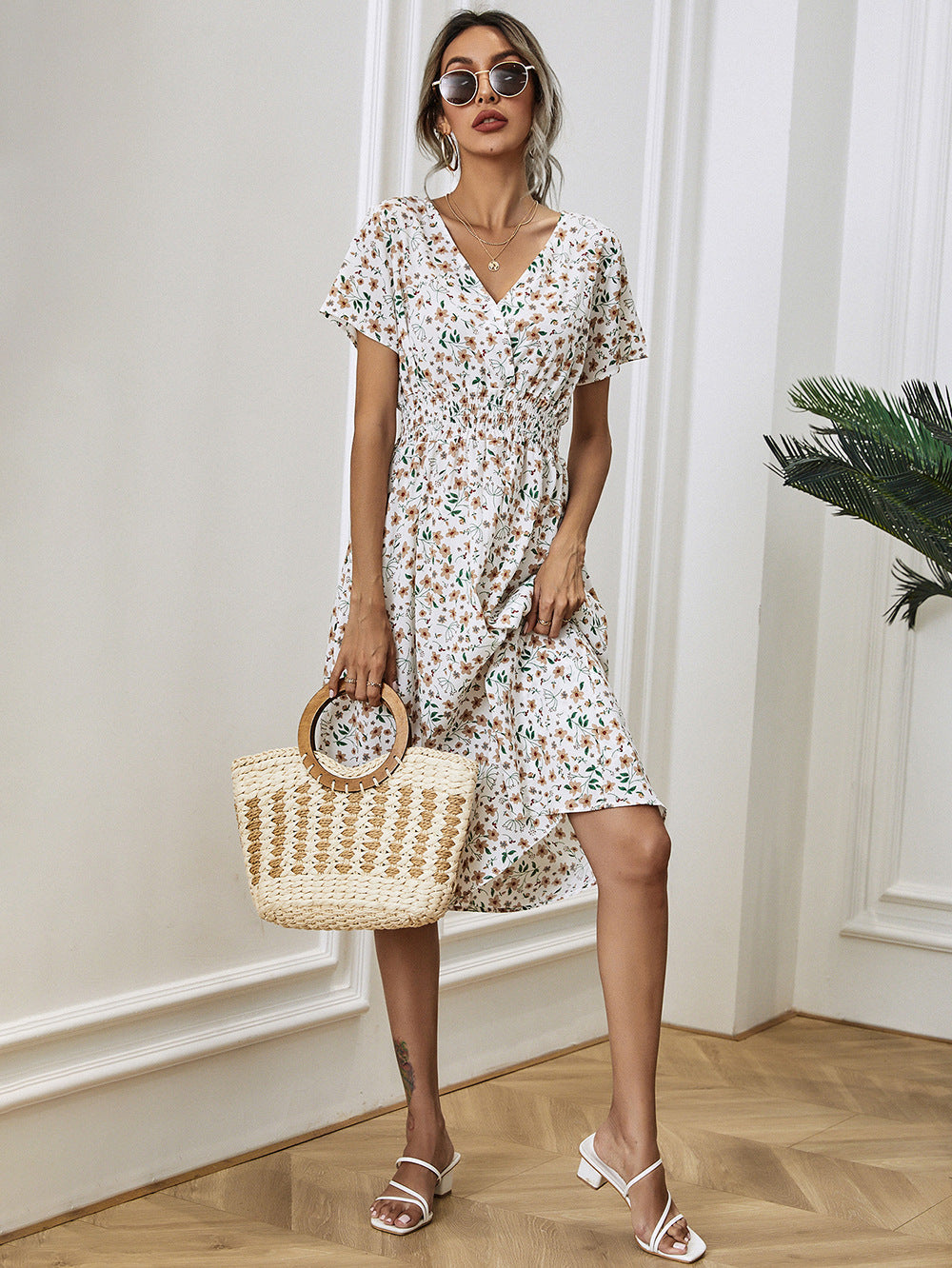 Elegantes Damen Sommerkleid Blumenmuster