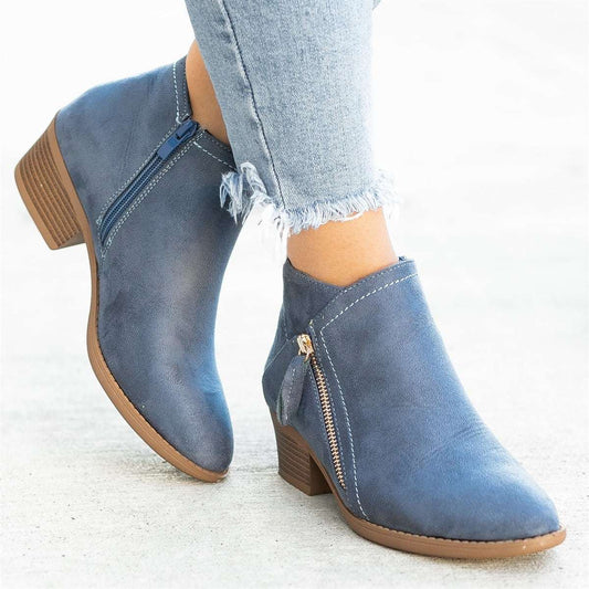 Damen Stiefeletten Reißverschluss Bequem - Norvielle