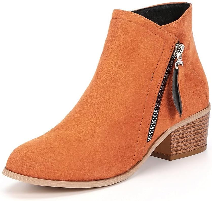 Damen Stiefeletten Wildleder Niedriger Blockabsatz Rund Zehe