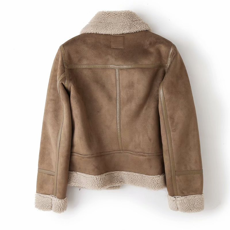 Damen Bikerjacke Kurz Fleece