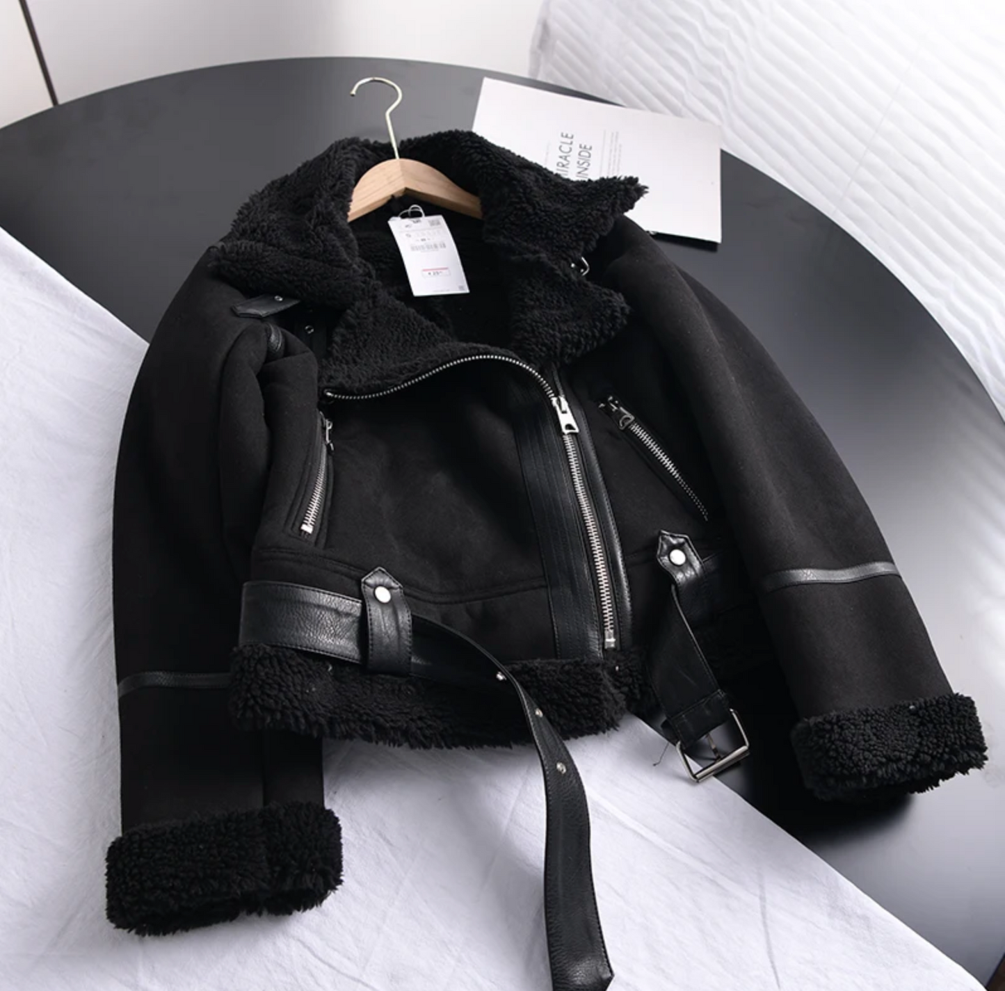 Damen Bikerjacke Kurz Fleece