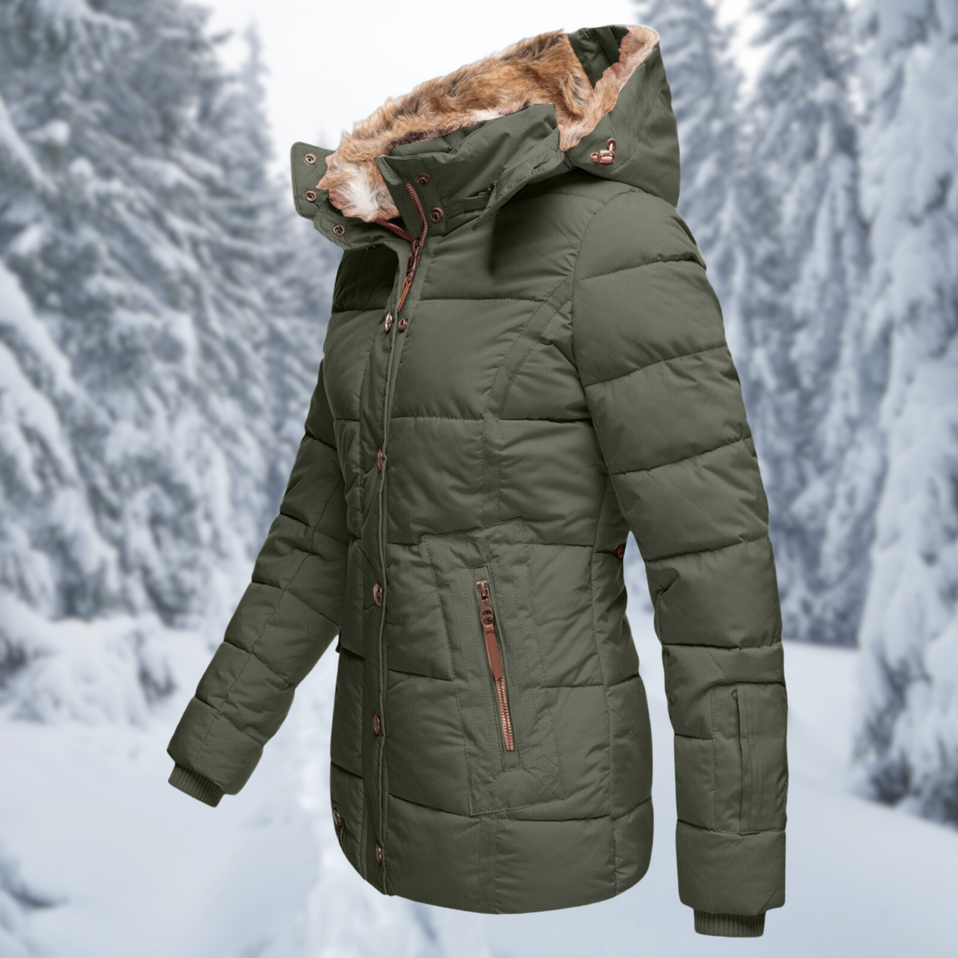 Damen Winterjacke Warm Isoliert Schwarz - Norvielle