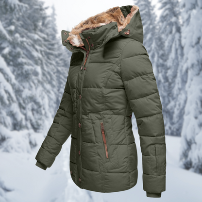 Damen Winterjacke Warm Isoliert Schwarz - Norvielle