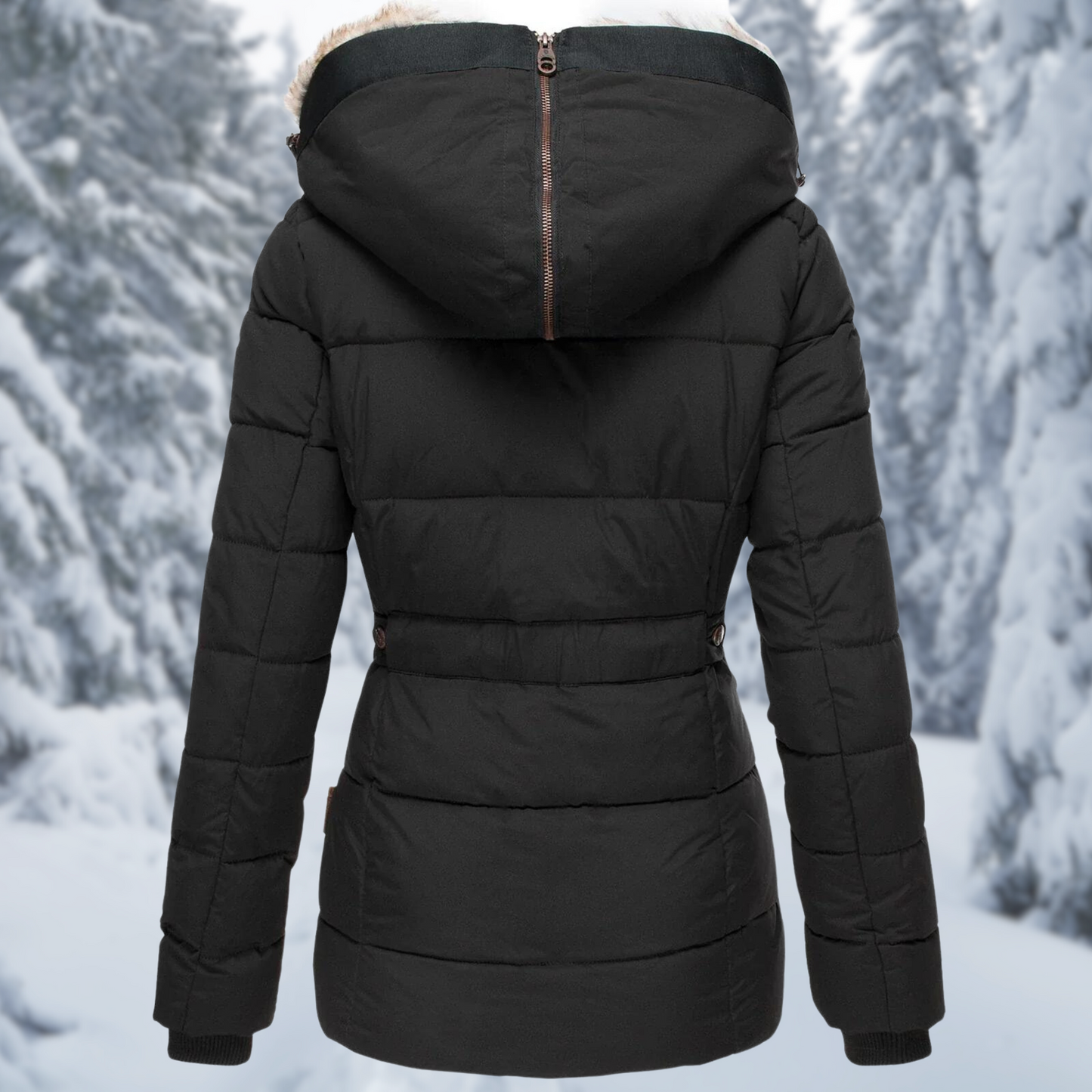 Damen Winterjacke Pelzkragen Warm Futterjacke Elegantes Design