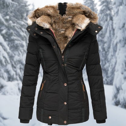 Damen Winterjacke Pelzkragen Warm Futterjacke Elegantes Design