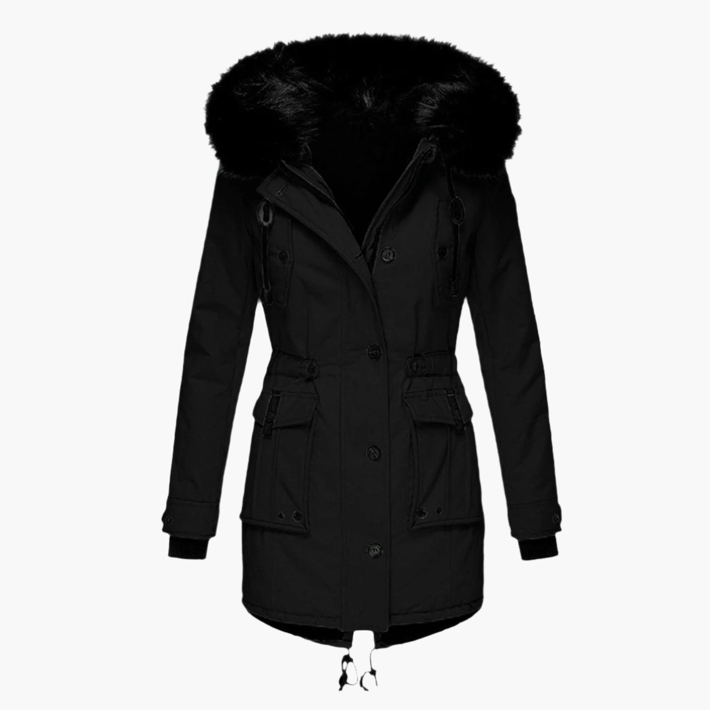Damen Longline Winterjacke Warm Kapuzenjacke