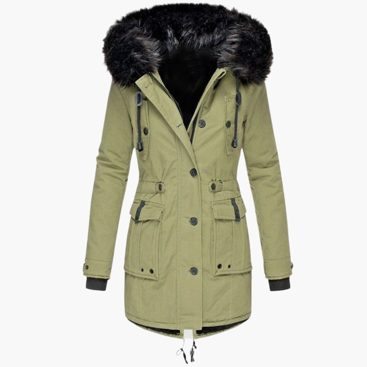 Damen Longline Winterjacke Warm Kapuzenjacke
