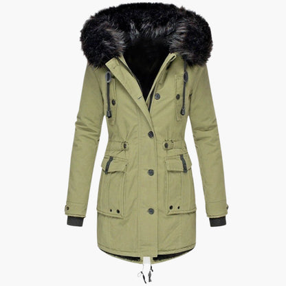 Damen Longline Winterjacke Warm Kapuzenjacke