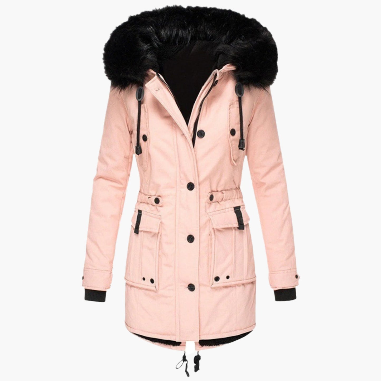 Damen Longline Winterjacke Warm Kapuzenjacke