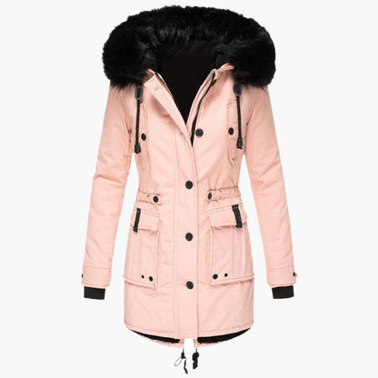 Damen Longline Winterjacke Warm Kapuzenjacke