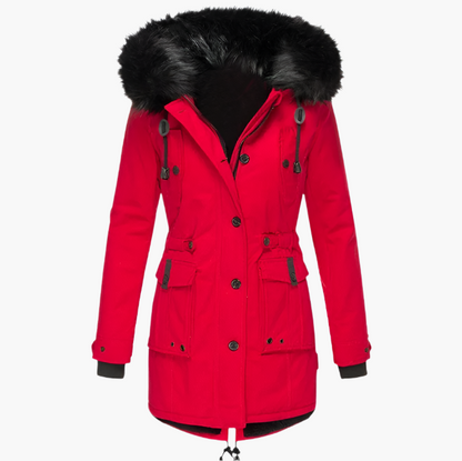 Damen Longline Winterjacke Warm Kapuzenjacke