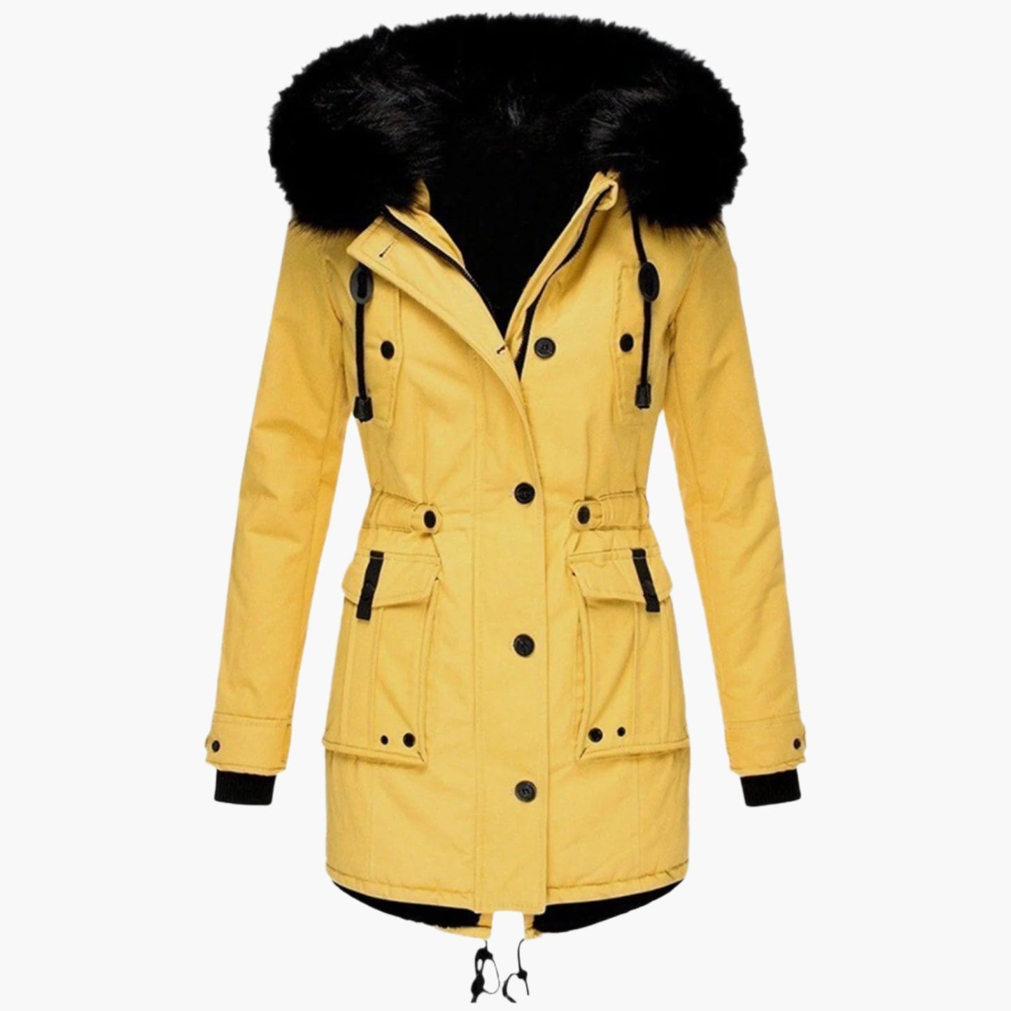 Damen Longline Winterjacke Warm Kapuzenjacke