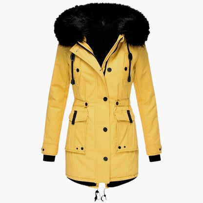 Damen Longline Winterjacke Warm Kapuzenjacke