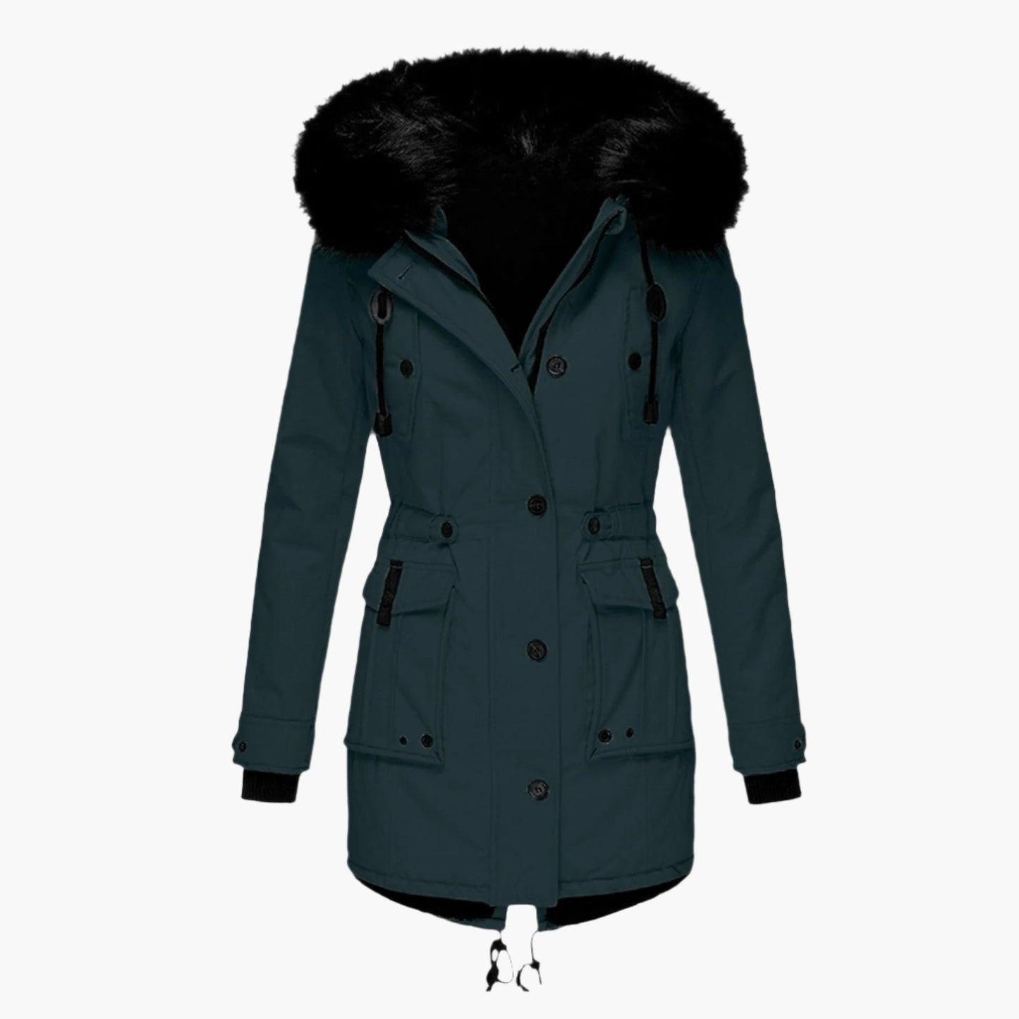 Damen Longline Winterjacke Warm Kapuzenjacke