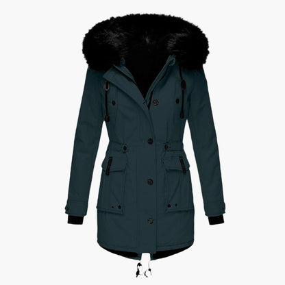 Damen Longline Winterjacke Warm Kapuzenjacke