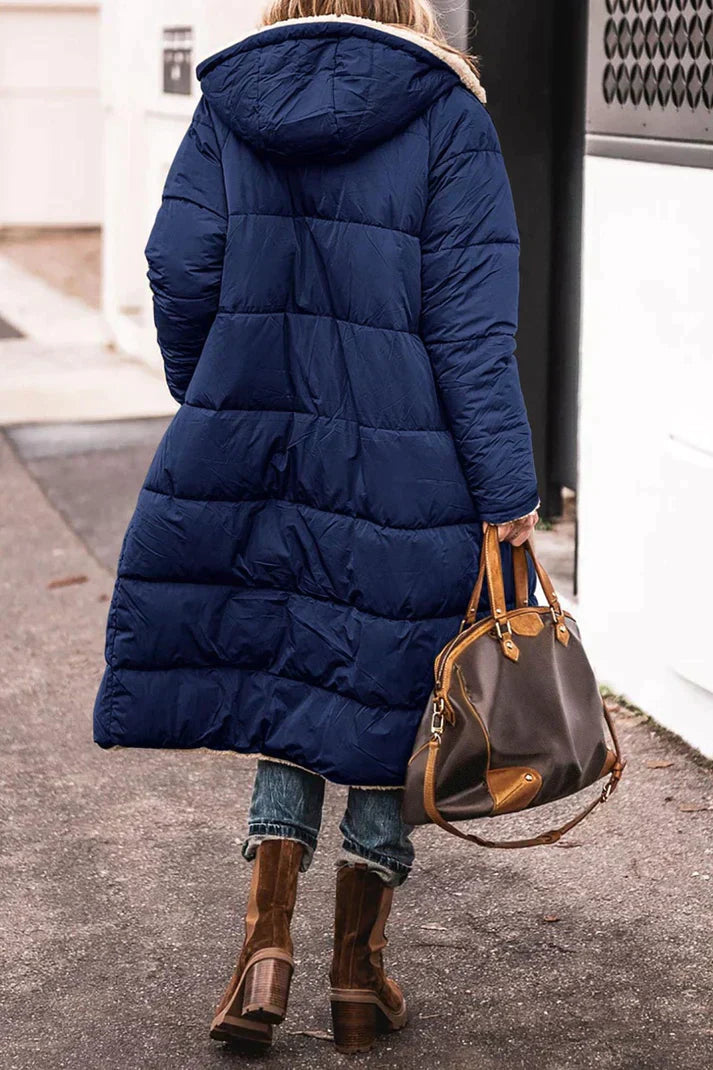 Damen Winterjacke Lang Wendebar Teddyfutter Warm