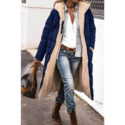 Damen Winterjacke Lang Wendebar Teddyfutter Warm