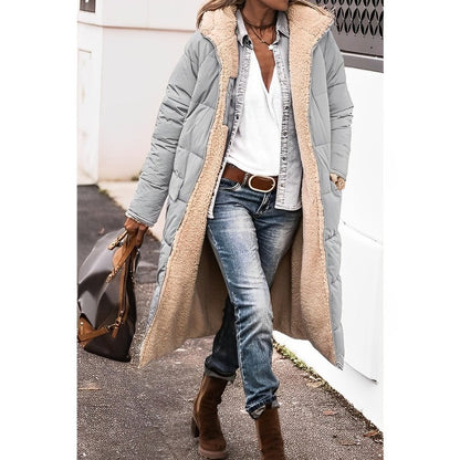 Damen Winterjacke Lang Wendebar Teddyfutter Warm