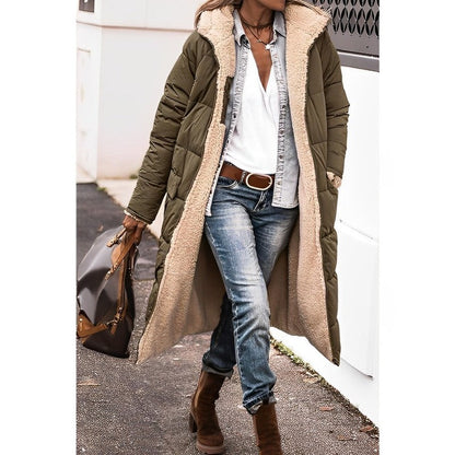 Damen Winterjacke Lang Wendebar Teddyfutter Warm