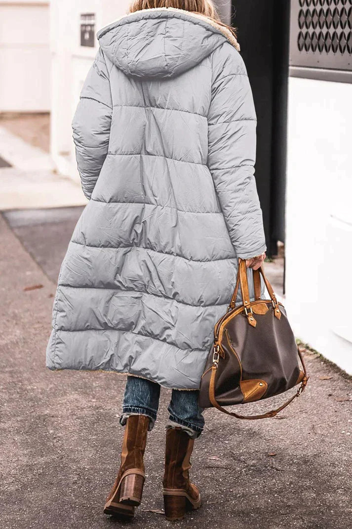 Damen Winterjacke Lang Wendebar Teddyfutter Warm