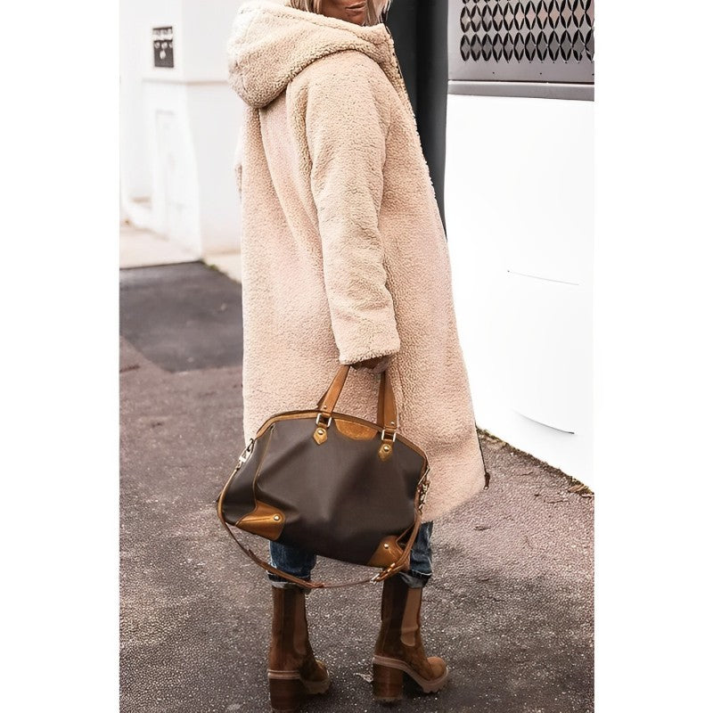Damen Winterjacke Lang Wendebar Teddyfutter Warm