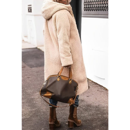 Damen Winterjacke Lang Wendebar Teddyfutter Warm