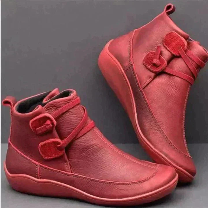 Lederstiefel Damen Mid-Cut Unterstützende Passform Wasserfest