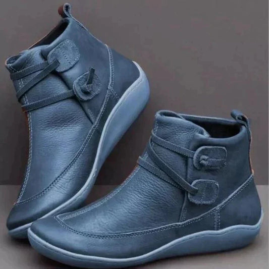Damen Stiefeletten Wasserfestes Leder Verstellbar Rutschfest Schwarz - Norvielle