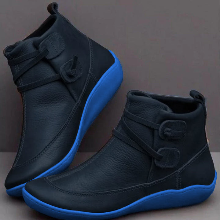 Lederstiefel Damen Mid-Cut Unterstützende Passform Wasserfest Braun - Norvielle