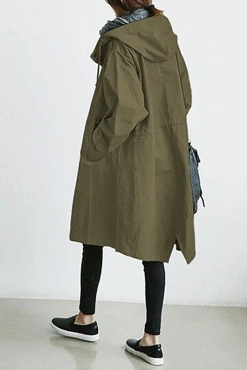 Norvielle Damen Trenchcoat Lang Wasserabweisend