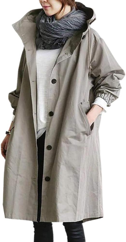 Norvielle Damen Trenchcoat Lang Wasserabweisend
