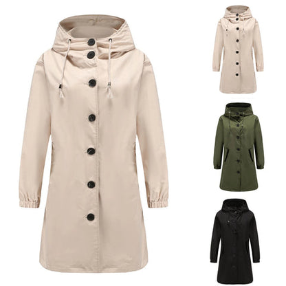 Norvielle Damen Trenchcoat Lang Wasserabweisend