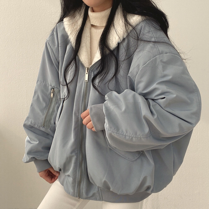 Damen Fleecejacke Umkehrbar Warme Winterjacke Mit Kapuze - Norvielle