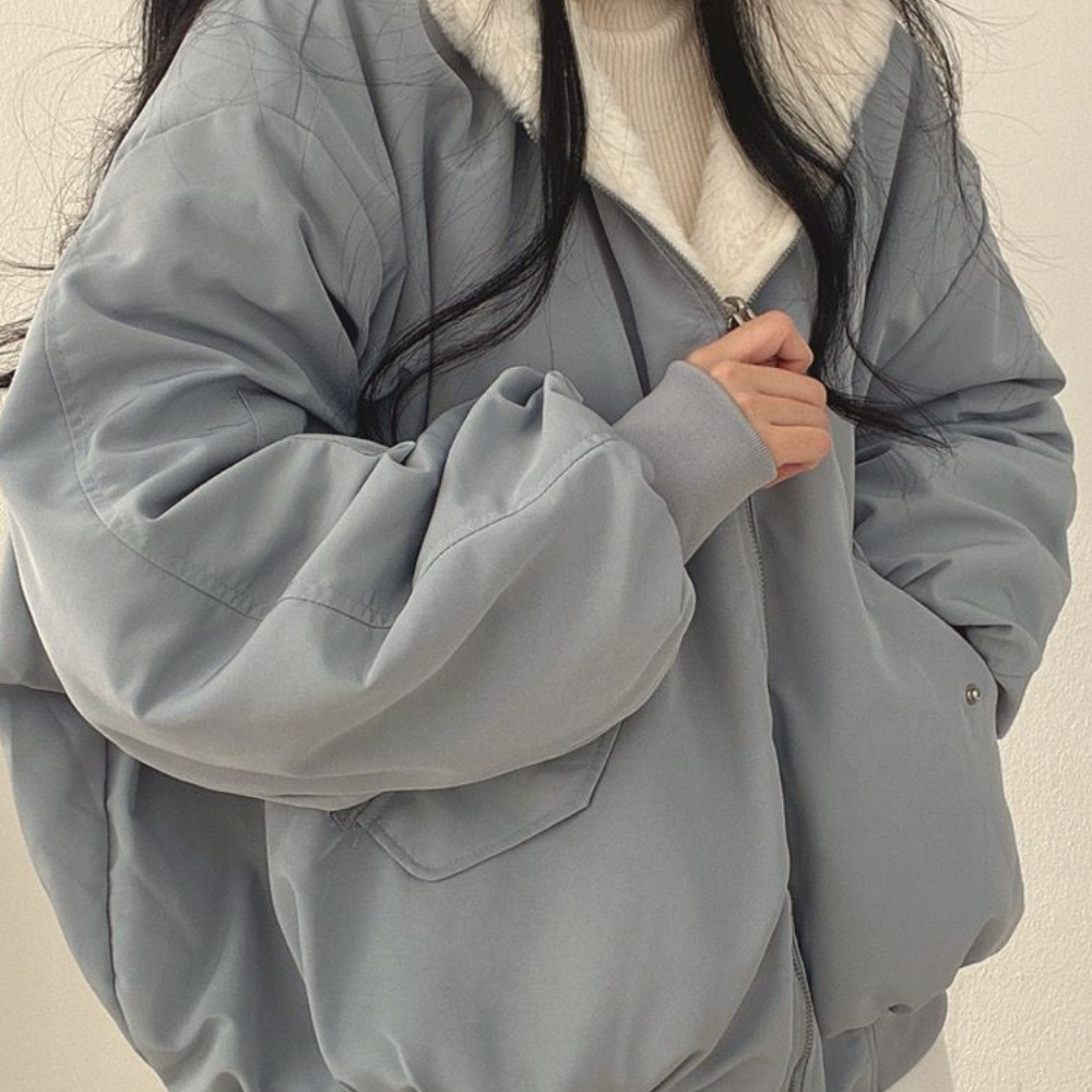 Damen Fleecejacke Umkehrbar Warme Winterjacke Mit Kapuze